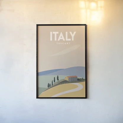 Italy by Omar Escalante. shown as a paper print in a black flame. Available as a archival giclee rolled canvas, fine art paper, or poster print. SKU 74454h.