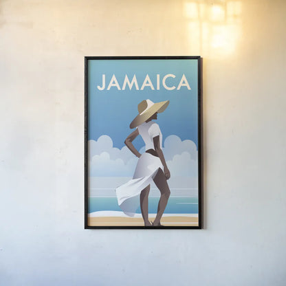 Jamaica by Omar Escalante. shown as a paper print in a black flame. Available as a archival giclee rolled canvas, fine art paper, or poster print. SKU 62766h.