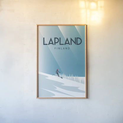 Lapland by Omar Escalante. shown as a paper print in a natural frame. Available as a archival giclee rolled canvas, fine art paper, or poster print. SKU 62768h.