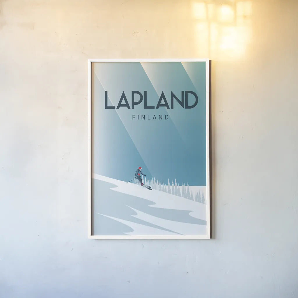 Lapland by Omar Escalante. shown as a paper print in a white frame. Available as a archival giclee rolled canvas, fine art paper, or poster print. SKU 62768h.