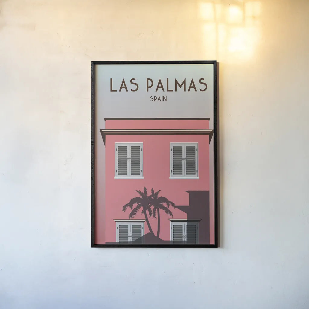 Las Palmas by Omar Escalante. shown as a paper print in a black flame. Available as a archival giclee rolled canvas, fine art paper, or poster print. SKU 62769h.