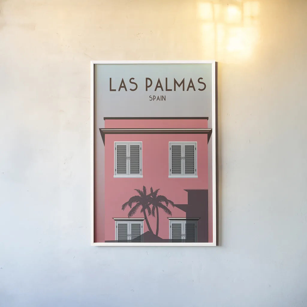 Las Palmas by Omar Escalante. shown as a paper print in a white frame. Available as a archival giclee rolled canvas, fine art paper, or poster print. SKU 62769h.