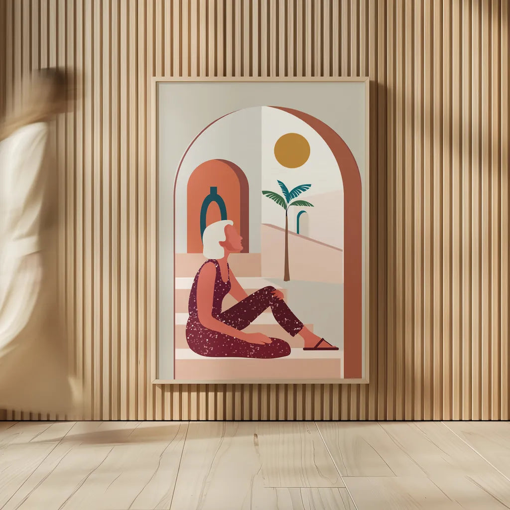 Luxe Traveler I by Omar Escalante. shown as over sized large wall art. Available as an archival giclee rolled canvas, fine art paper, or poster print. SKU 82557h.