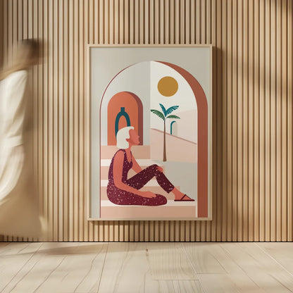 Luxe Traveler I by Omar Escalante. shown as over sized large wall art. Available as an archival giclee rolled canvas, fine art paper, or poster print. SKU 82557h.