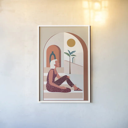 Luxe Traveler I by Omar Escalante. shown as a paper print in a white frame. Available as a archival giclee rolled canvas, fine art paper, or poster print. SKU 82557h.