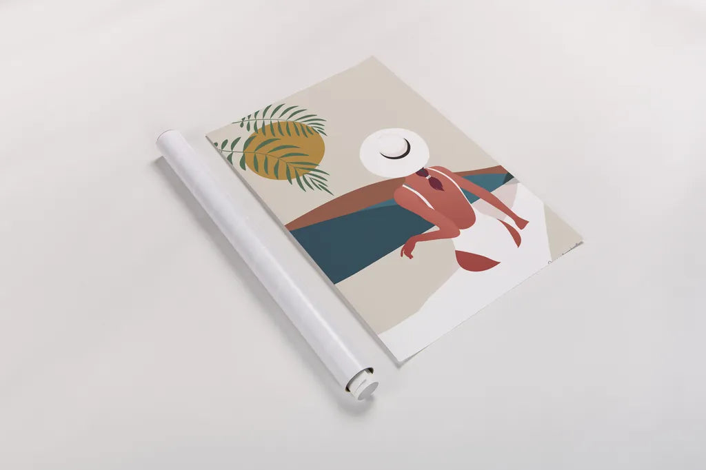 Luxe Traveler II by Omar Escalante. shown as a rolled paper print. Available as archival giclee rolled canvas, fine art paper, or poster print. SKU 82558h.