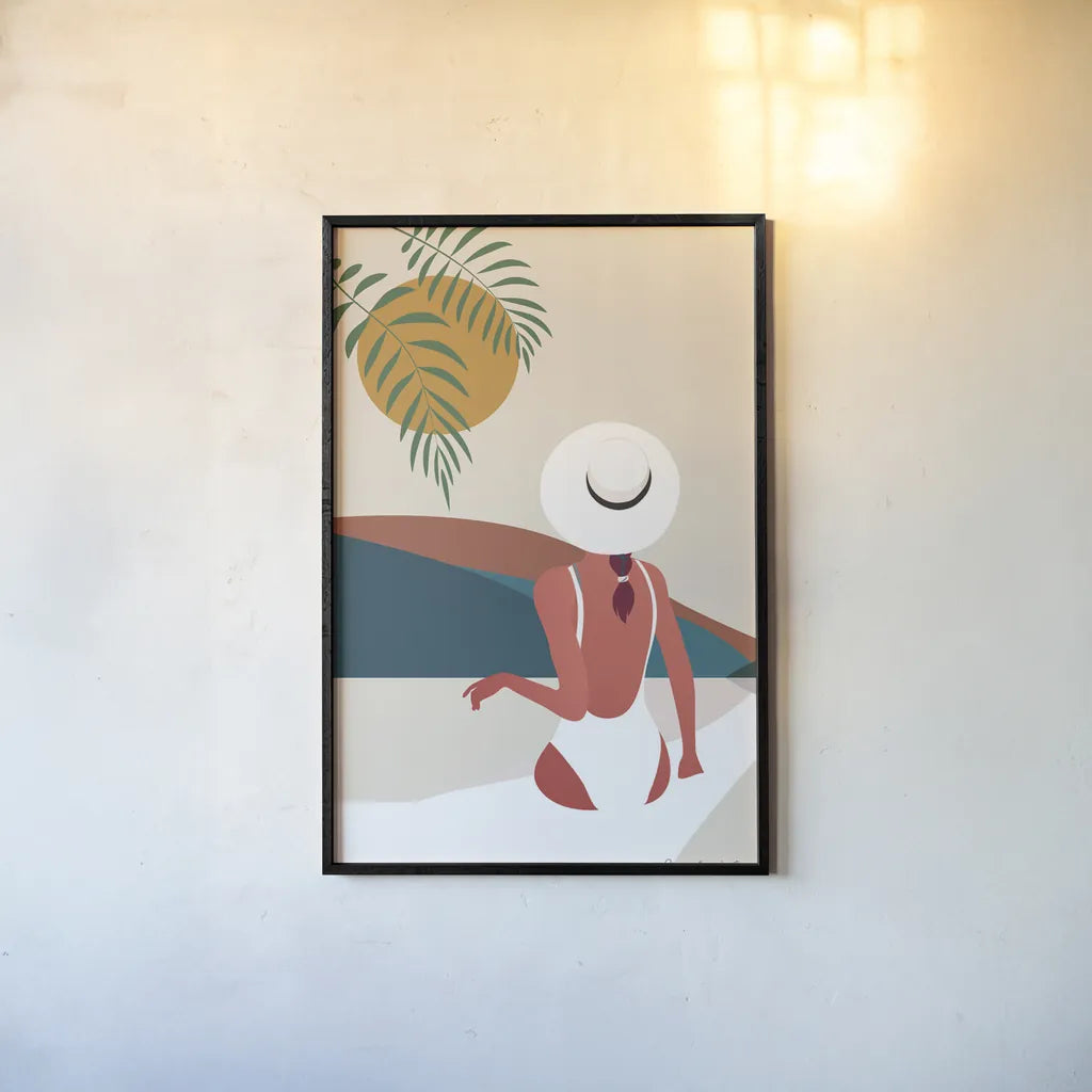 Luxe Traveler II by Omar Escalante. shown as a paper print in a black flame. Available as a archival giclee rolled canvas, fine art paper, or poster print. SKU 82558h.