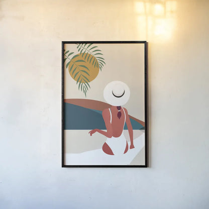 Luxe Traveler II by Omar Escalante. shown as a paper print in a black flame. Available as a archival giclee rolled canvas, fine art paper, or poster print. SKU 82558h.