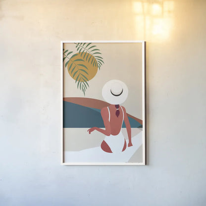 Luxe Traveler II by Omar Escalante. shown as a paper print in a white frame. Available as a archival giclee rolled canvas, fine art paper, or poster print. SKU 82558h.