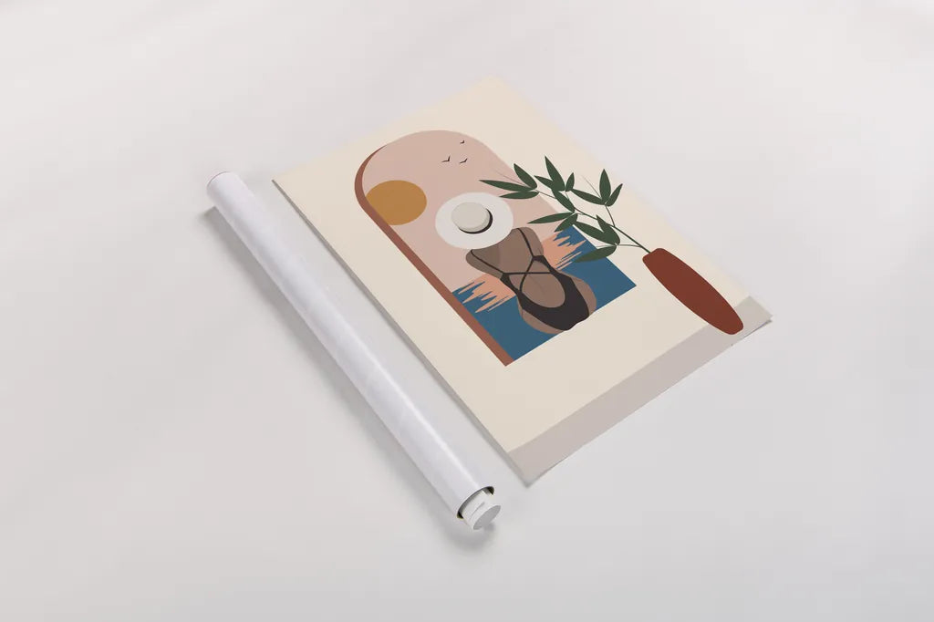 Luxe Traveler III by Omar Escalante. shown as a rolled paper print. Available as archival giclee rolled canvas, fine art paper, or poster print. SKU 82559h.