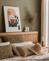 Luxe Traveler III by Omar Escalante. shown as a paper print in a natural frame. Available as a archival giclee rolled canvas, fine art paper, or poster print. SKU 82559h.