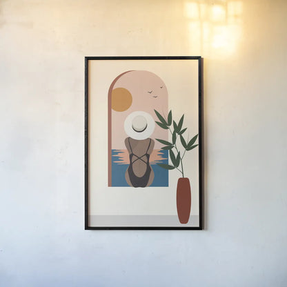 Luxe Traveler III by Omar Escalante. shown as a paper print in a black flame. Available as a archival giclee rolled canvas, fine art paper, or poster print. SKU 82559h.