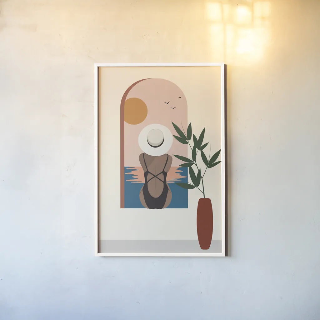 Luxe Traveler III by Omar Escalante. shown as a paper print in a white frame. Available as a archival giclee rolled canvas, fine art paper, or poster print. SKU 82559h.