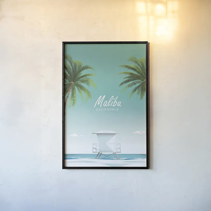 Malibu by Omar Escalante. shown as a paper print in a black flame. Available as a archival giclee rolled canvas, fine art paper, or poster print. SKU 62037h.