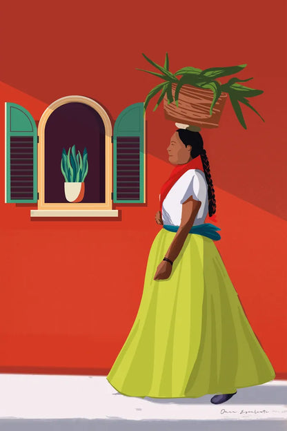 Market Day Woman by Omar Escalante. SKU 71686h. Archival Giclee Fine art print for wall decor.