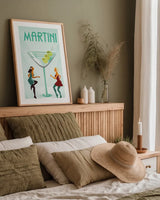 Martini by Omar Escalante. shown as a paper print in a natural frame. Available as a archival giclee rolled canvas, fine art paper, or poster print. SKU 82561h.