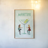 Martini by Omar Escalante. shown as a paper print in a natural frame. Available as a archival giclee rolled canvas, fine art paper, or poster print. SKU 82561h.