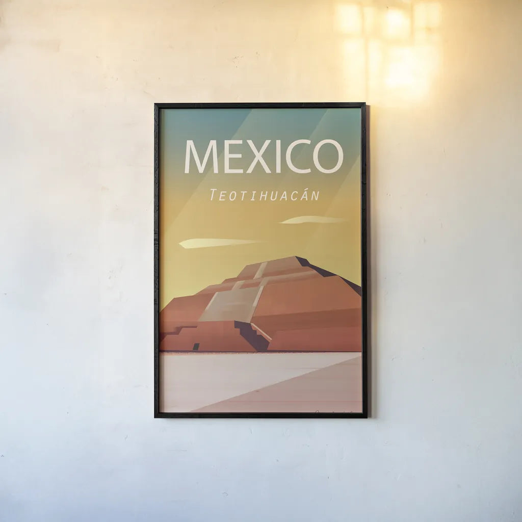 Mexico by Omar Escalante. shown as a paper print in a black flame. Available as a archival giclee rolled canvas, fine art paper, or poster print. SKU 66865h.