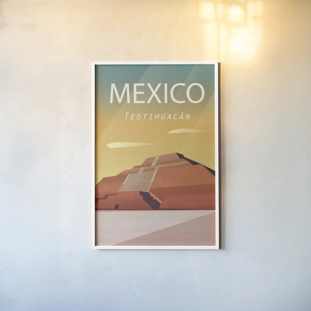 Mexico by Omar Escalante. shown as a paper print in a white frame. Available as a archival giclee rolled canvas, fine art paper, or poster print. SKU 66865h.