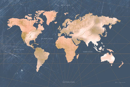 Mindfully Marbled Map by Omar Escalante. SKU 83302i. Archival Giclee Fine art print for wall decor.