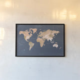 Mindfully Marbled Map by Omar Escalante. shown as a paper print in a black flame. Available as a archival giclee rolled canvas, fine art paper, or poster print. SKU 83302i.