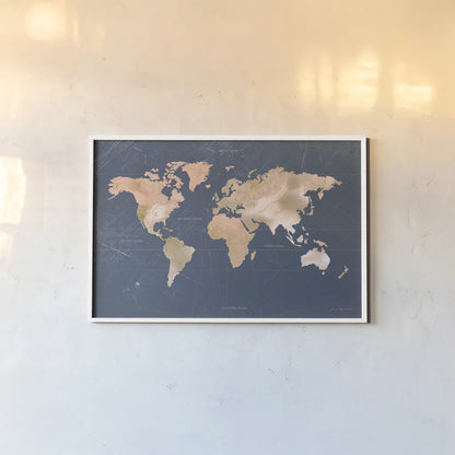 Mindfully Marbled Map by Omar Escalante. shown as a paper print in a white frame. Available as a archival giclee rolled canvas, fine art paper, or poster print. SKU 83302i.