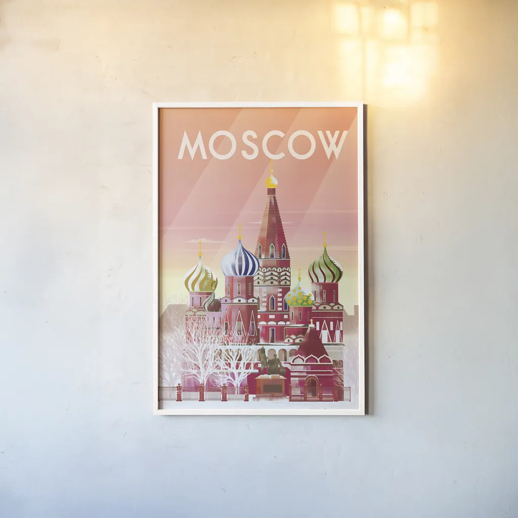 Moscow by Omar Escalante. shown as a paper print in a white frame. Available as a archival giclee rolled canvas, fine art paper, or poster print. SKU 62038h.
