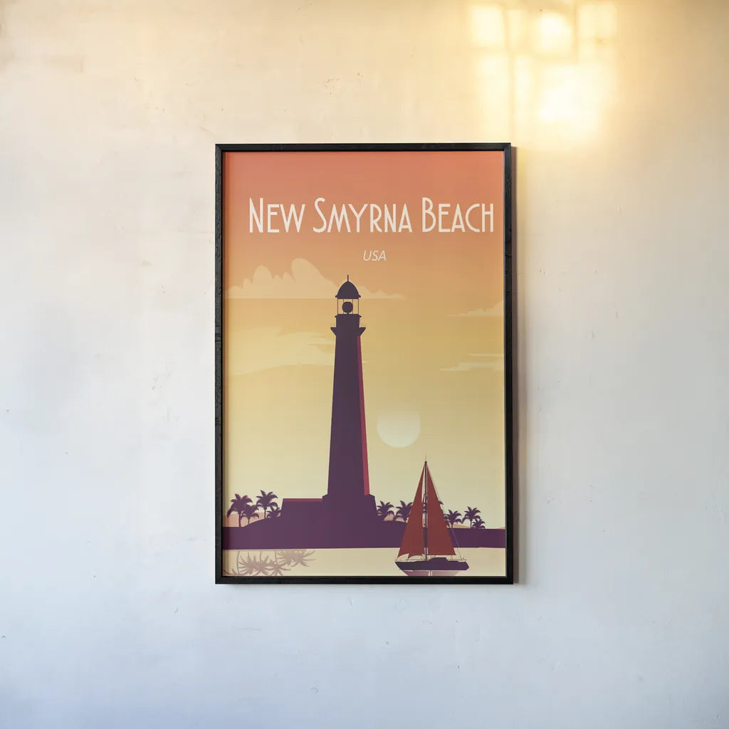 New Smyrna Beach by Omar Escalante. shown as a paper print in a black flame. Available as a archival giclee rolled canvas, fine art paper, or poster print. SKU 62761h.