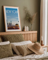 New York City by Omar Escalante. shown as a paper print in a natural frame. Available as a archival giclee rolled canvas, fine art paper, or poster print. SKU 62039h.