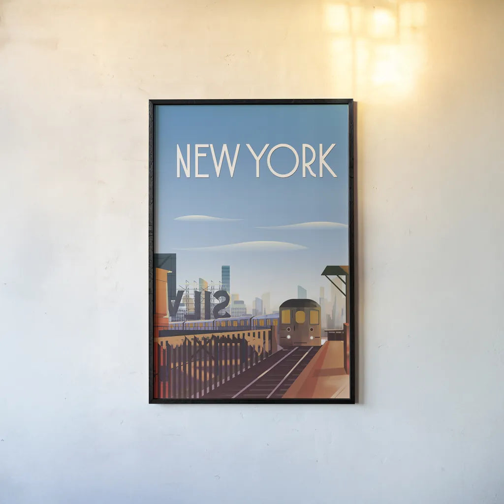 New York City by Omar Escalante. shown as a paper print in a black flame. Available as a archival giclee rolled canvas, fine art paper, or poster print. SKU 62039h.