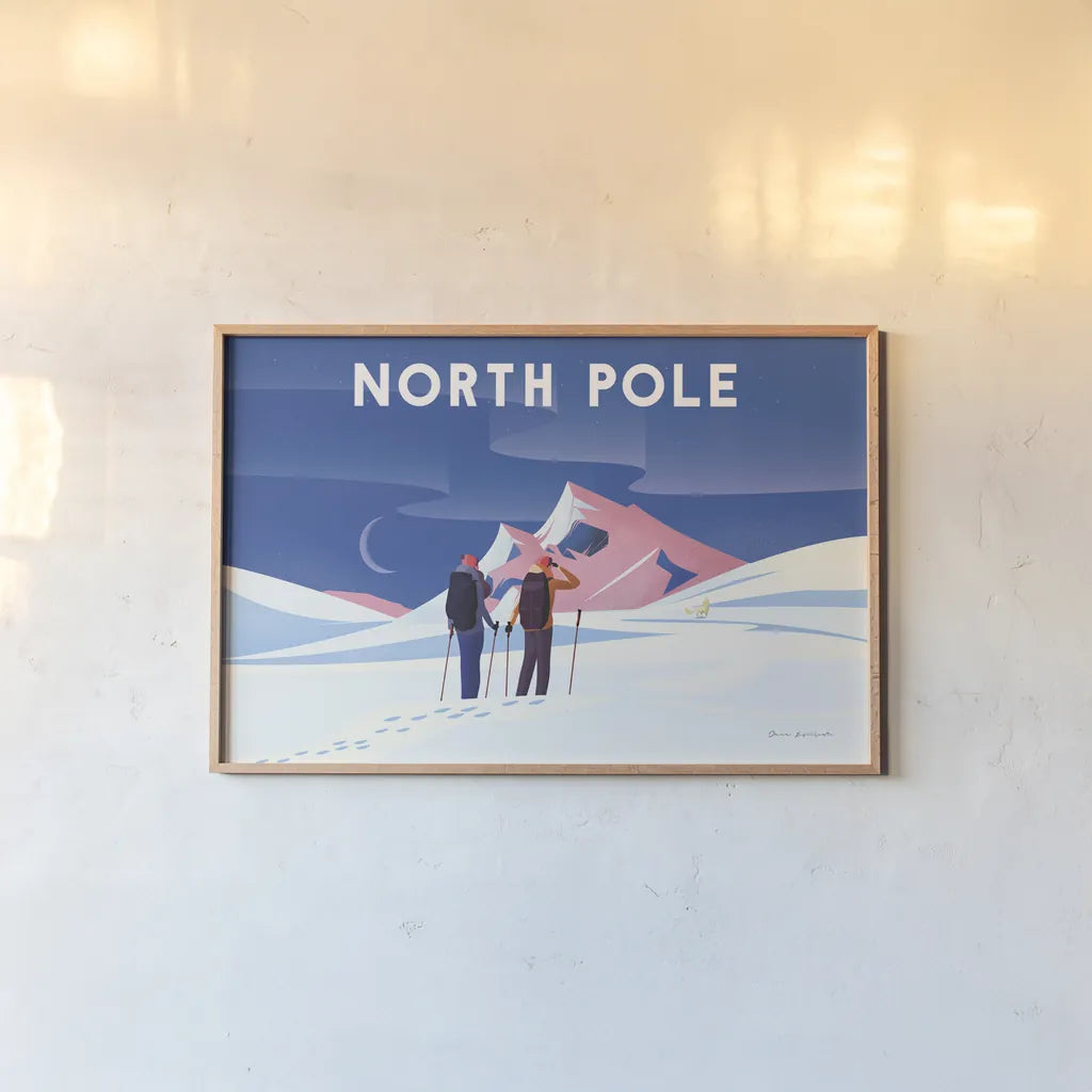 North Pole by Omar Escalante. shown as a paper print in a natural frame. Available as a archival giclee rolled canvas, fine art paper, or poster print. SKU 67453i.