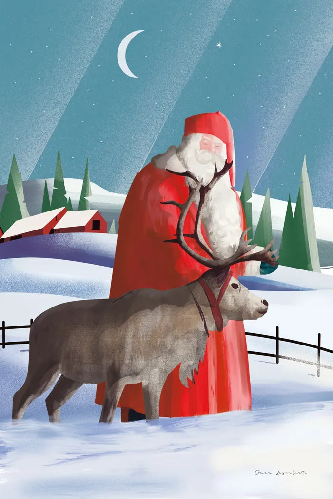 North Pole Santa Claus by Omar Escalante. SKU 74908h. Archival Giclee Fine art print for wall decor.