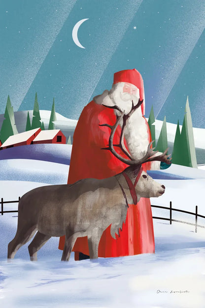 North Pole Santa Claus by Omar Escalante. SKU 74908h. Archival Giclee Fine art print for wall decor.