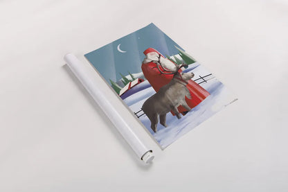 North Pole Santa Claus by Omar Escalante. shown as a rolled paper print. Available as archival giclee rolled canvas, fine art paper, or poster print. SKU 74908h.