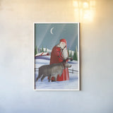 North Pole Santa Claus by Omar Escalante. shown as a paper print in a white frame. Available as a archival giclee rolled canvas, fine art paper, or poster print. SKU 74908h.