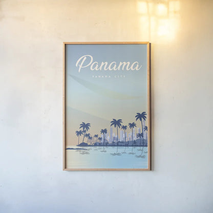 Panama by Omar Escalante. shown as a paper print in a natural frame. Available as a archival giclee rolled canvas, fine art paper, or poster print. SKU 71459h.