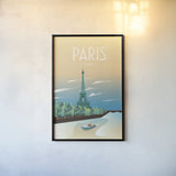 Paris by Omar Escalante. shown as a paper print in a black flame. Available as a archival giclee rolled canvas, fine art paper, or poster print. SKU 62771h.