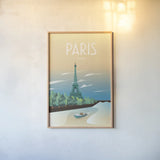 Paris by Omar Escalante. shown as a paper print in a natural frame. Available as a archival giclee rolled canvas, fine art paper, or poster print. SKU 62771h.