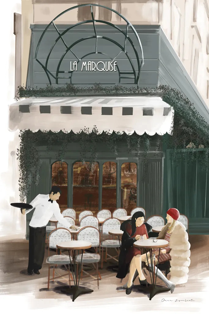 Paris Bistro by Omar Escalante. SKU 71213h. Archival Giclee Fine art print for wall decor.