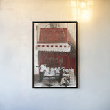 Paris Bistro by Omar Escalante. shown as a paper print in a black flame. Available as a archival giclee rolled canvas, fine art paper, or poster print. SKU 75822h.