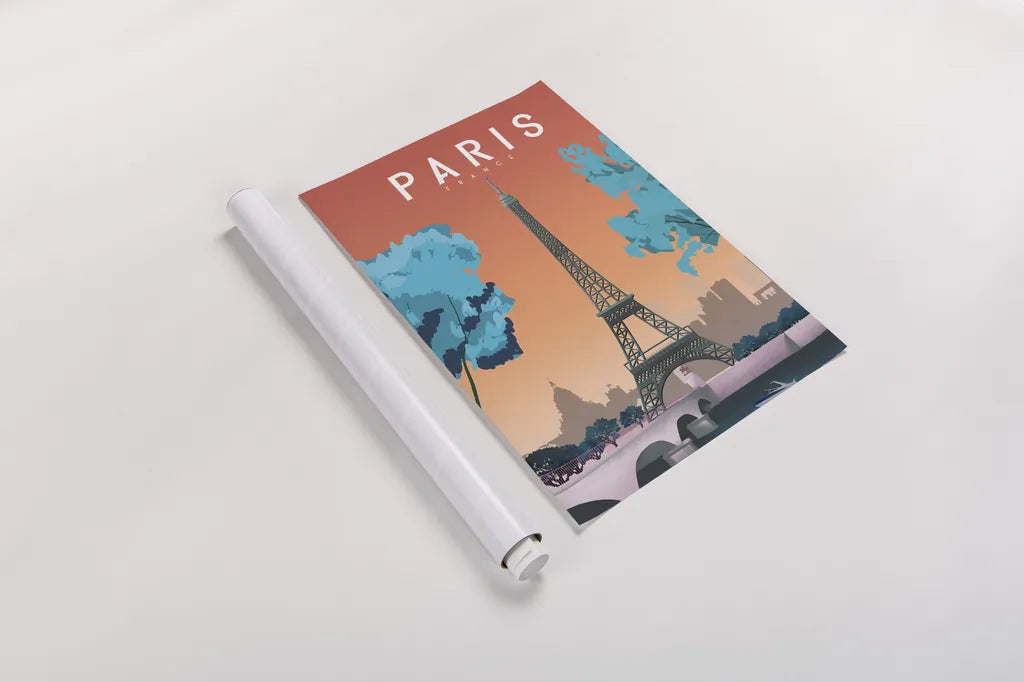 Paris France by Omar Escalante. shown as a rolled paper print. Available as archival giclee rolled canvas, fine art paper, or poster print. SKU 66863h.