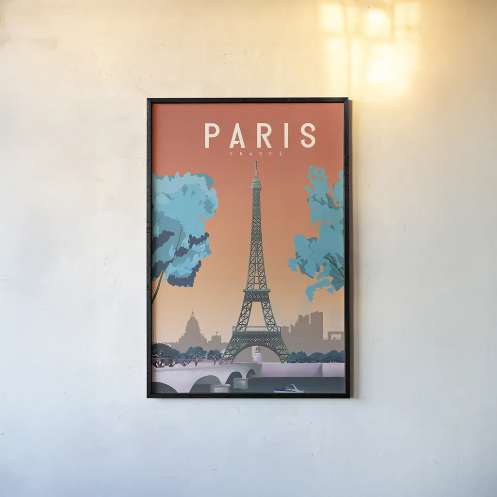 Paris France by Omar Escalante. shown as a paper print in a black flame. Available as a archival giclee rolled canvas, fine art paper, or poster print. SKU 66863h.