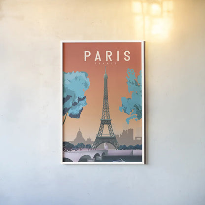 Paris France by Omar Escalante. shown as a paper print in a white frame. Available as a archival giclee rolled canvas, fine art paper, or poster print. SKU 66863h.