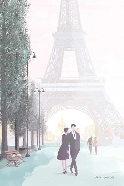Paris Love by Omar Escalante. SKU 71215h. Archival Giclee Fine art print for wall decor.