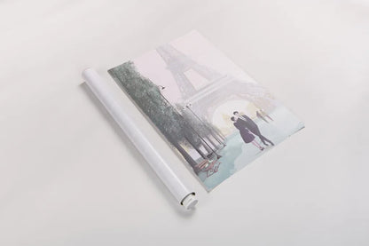 Paris Love by Omar Escalante. shown as a rolled paper print. Available as archival giclee rolled canvas, fine art paper, or poster print. SKU 71215h.