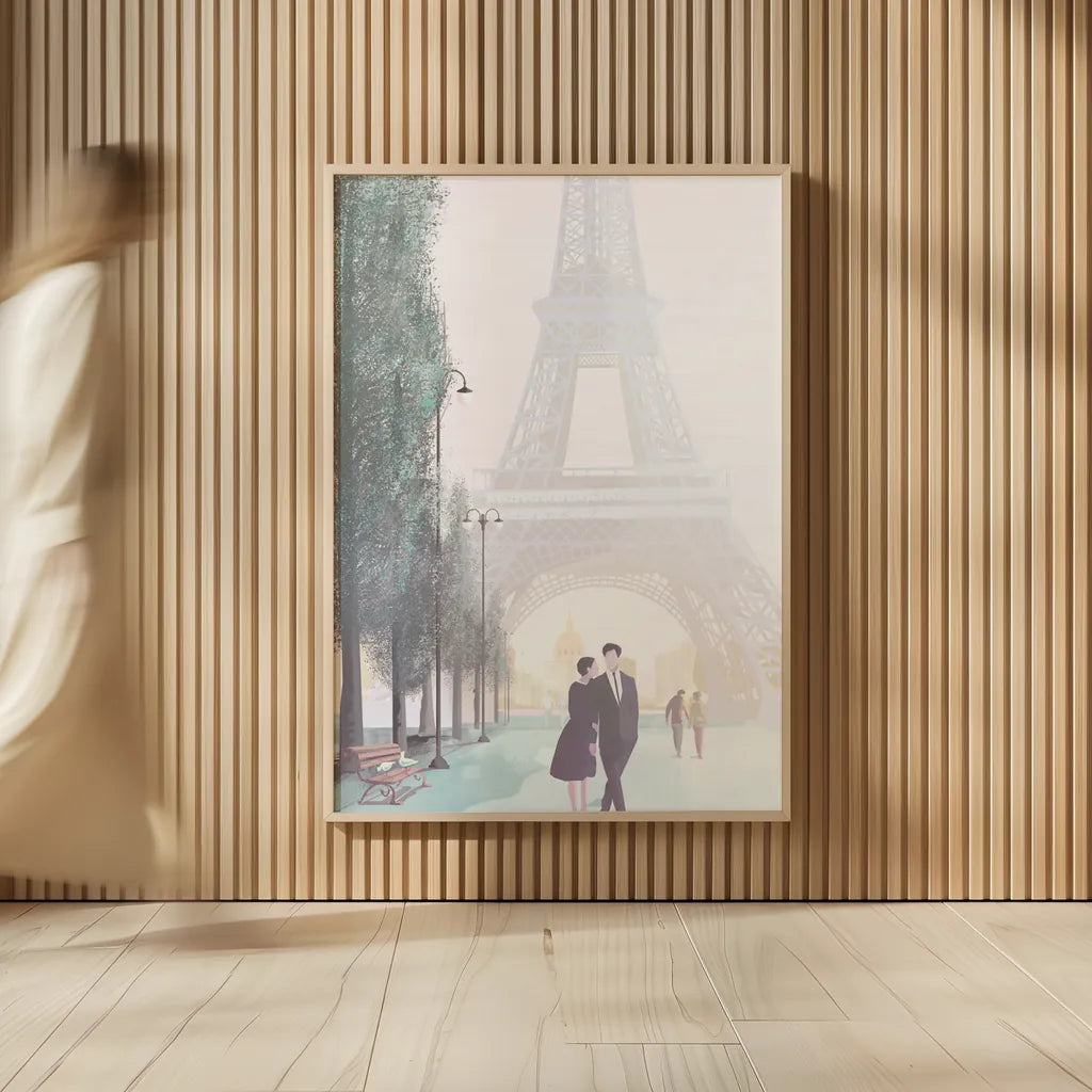 Paris Love by Omar Escalante. shown as over sized large wall art. Available as an archival giclee rolled canvas, fine art paper, or poster print. SKU 71215h.