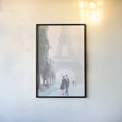 Paris Love by Omar Escalante. shown as a paper print in a black flame. Available as a archival giclee rolled canvas, fine art paper, or poster print. SKU 71215h.
