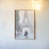 Paris Love II by Omar Escalante. shown as a paper print in a natural frame. Available as a archival giclee rolled canvas, fine art paper, or poster print. SKU 75829h.