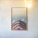Peru by Omar Escalante. shown as a paper print in a natural frame. Available as a archival giclee rolled canvas, fine art paper, or poster print. SKU 62772h.