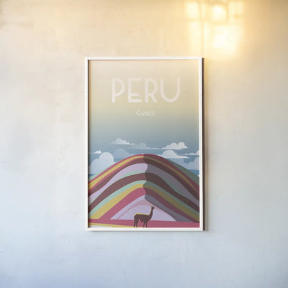 Peru by Omar Escalante. shown as a paper print in a white frame. Available as a archival giclee rolled canvas, fine art paper, or poster print. SKU 62772h.